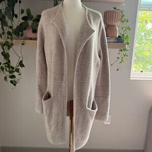 Old Navy Open Front Chunky Knit Cardigan M Taupe Beige Ribbed Fall Winter Cozy